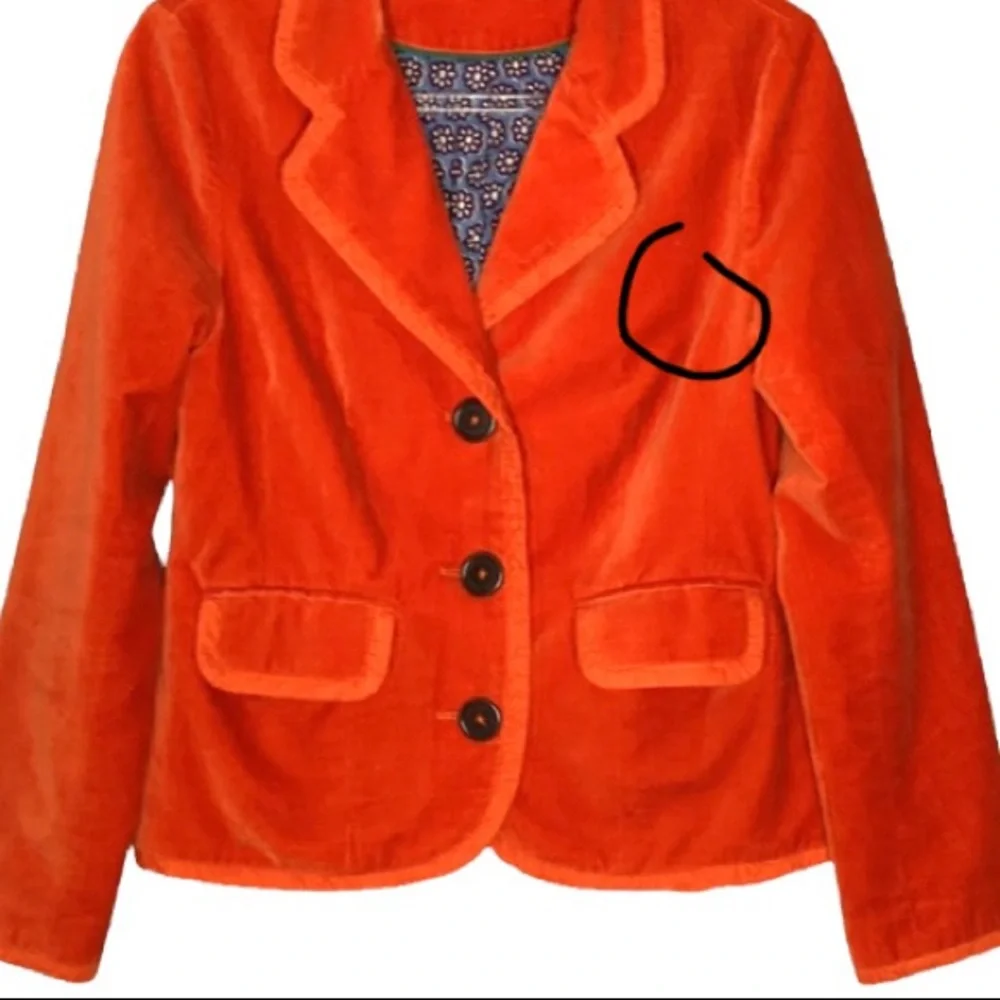 BODEN ORANGE VELVET 3 BUTTON BLAZER SZ 12 - Picture 11 of 11